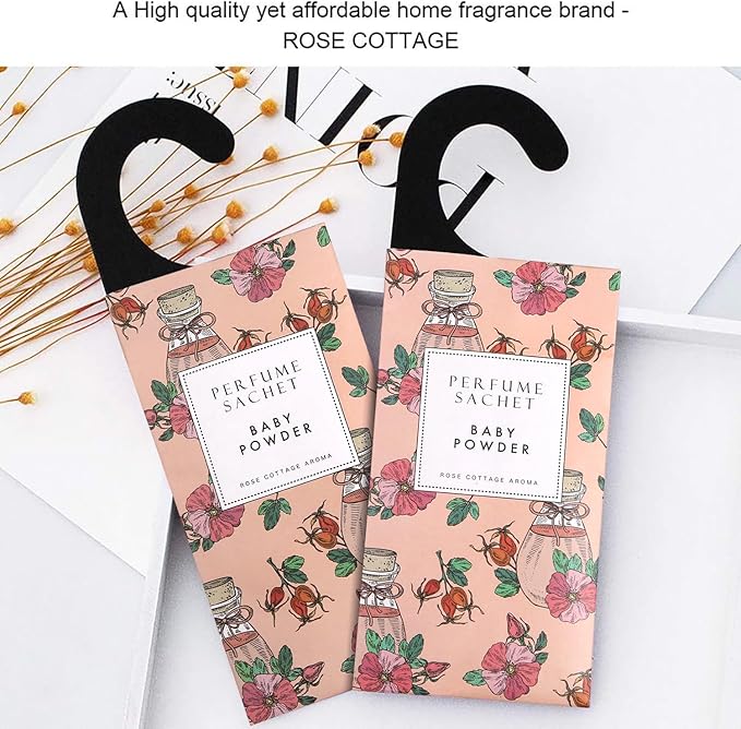 ROSE COTTAGE Large 12 Packs Baby Powder Hanging Closet Air Freshener Scented Sachets Long Lasting Smell Goods - Image 7