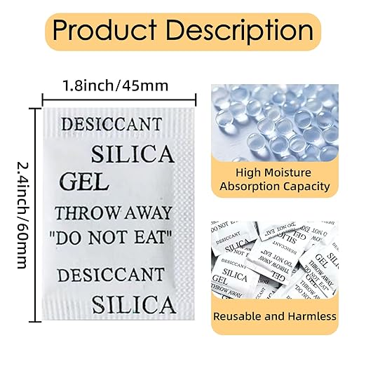 100-Pack 5Gram Silica Gel Packets - Desiccant Packs for Storage, Moisture Absorbers for Electronic Products, Jewelry, Cameras, Clothes, Books, Iron Tools, Precision Instruments - Image 2