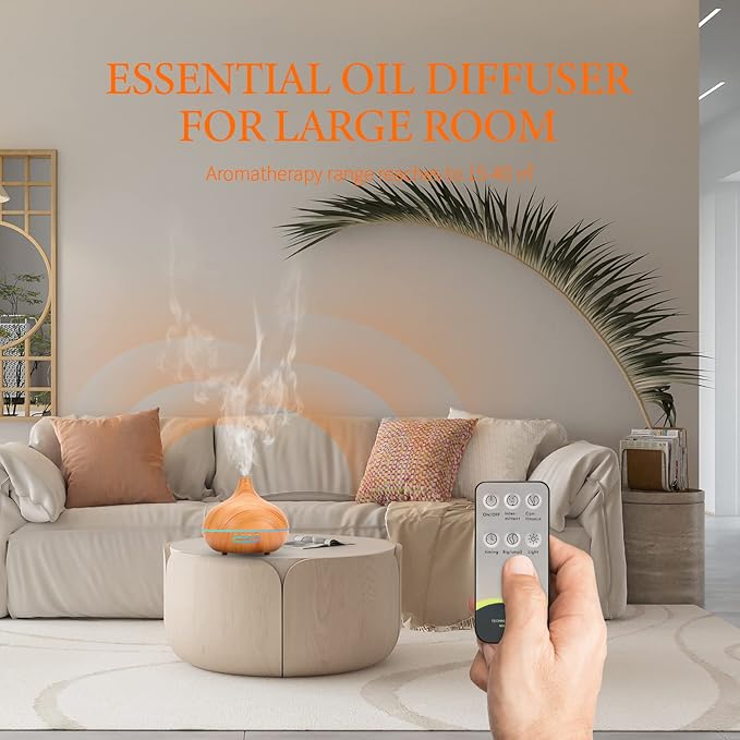 550 ML Aroma Diffiser with Essential Oils Set, Essential Oil Diffuser with Remote, Ultrasonic Technology Aromatherapy Diffusers Auto Shut-Off for Office, Home - Image 5
