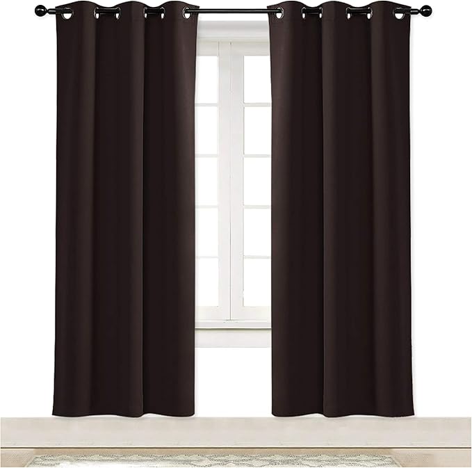 NICETOWN Blackout Curtain Blind for Bedroom, Single Panel, W34 x L72 inches, Toffee Brown, Thermal Insulated Grommet Blackout Room Darkening Drape/Drapery by NICETOWN