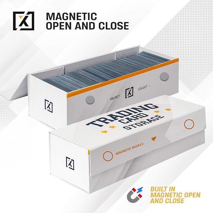 Easy Fold Trading Card Storage Box [3 PACK] Magnetic Lid | Toploader Storage Box Fits 800 Cards, 200 Toploaders, or 50 One Touch | Baseball Card Storage Box - Labels included - Image 5