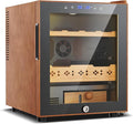 Electric Cooler Cabinet 50L with Temperature and Humidity Control, Leather Finish, Spanish Cedar Wood Shelves and Safety Lock (400 Counts Capacity), Gift for Men by FoMup