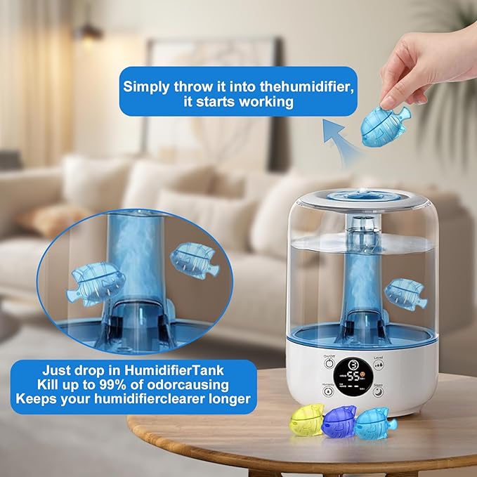 10PC Humidifier Cleaner Fish Universal Humidifier Tank Cleaner Works in All humidifiers and Fish Tanks Purifies Water, Prevent Hard Water Build-Up,Demineralization Cleaner(Blue) - Image 5