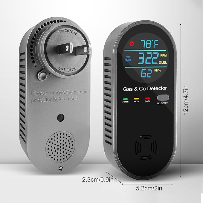 1 Pack 4-in-1 Plug-in Carbon Monoxide Detector with Voice Alerts, Combination Gas & Carbon Monoxide Detector, Portable CO Alarm with Fahrenheit(°F) & Humidity Sensor for Home, Hotel, RV, Easy Setup - Image 2