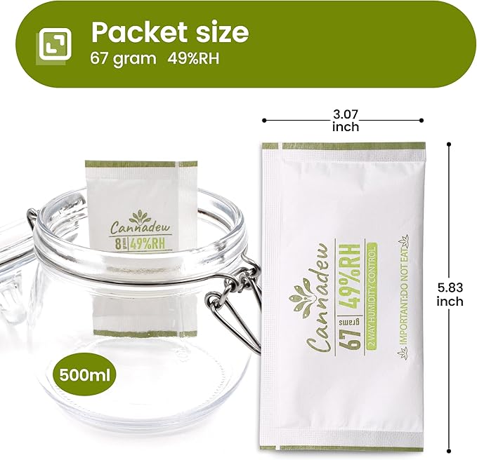49% RH, 67g (15 Pack) Cannadew Humidity Packs Two-Way Humidity Control Pack – Moisture Absorbers & Hydration Packets for Curing and Storage - Image 2
