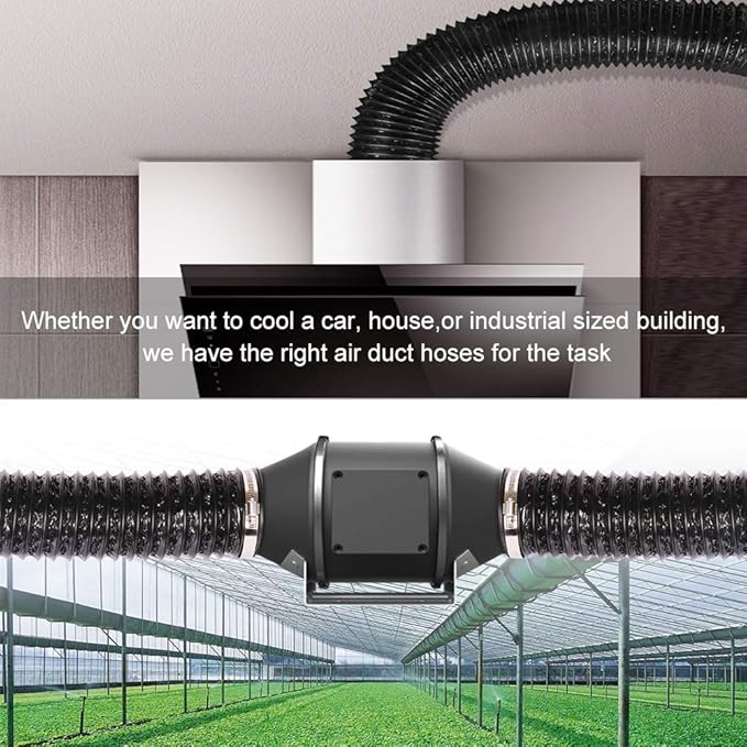 4 Inch 16FT Air Duct, Non-Insulated Flexible Aluminum Dryer Vent Hose for HVAC Ventilation，Fan Filter and Grow Tent, 2 Clamps Include - Image 7