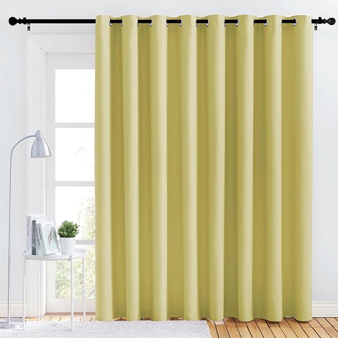 NICETOWN Bedroom Blackout Curtain Panel - (120 inches by 90 inch, Paler Yellow, 1 PC) Energy Saving Thermal Insulated Grommet Blackout Drapery for Patio, Room Divider Curtain by NICETOWN
