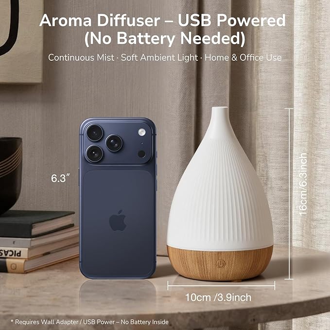 Ultrasonic Essential Oil Diffuser, Home Fragrance Aroma Diffuser with Auto Shut-Off, 8-Color Night Light & Ultra-Quiet Operation, BPA-Free Portable Aromatherapy Humidifier for Home (Light) - Image 5
