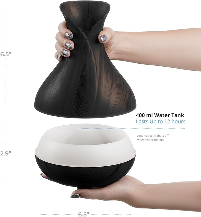 Smart WiFi Wireless Essential Oil Aromatherapy 400ml Ultrasonic Diffuser & Humidifier with Alexa & Google Home Phone App & Voice Control - LED & Timer Settings Dark Brown - Image 6