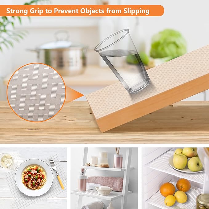 Shelf Liners for Kitchen Cabinets Refrigerator Liners Waterproof & Oil-Proof Kitchen Cupboard Liner Non-Slip Drawer Mats EVA Material Non Adhesive Fridge Liner for Shelves Diagonal Pattern Clear - Image 7