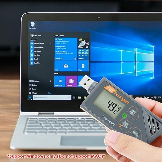 USB Temperature Humidity Data Logger Recorder with Atmospheric Pressure Sensor IP65 Waterproof High Accuracy with Generate PDF and CSV Reports - Image 2