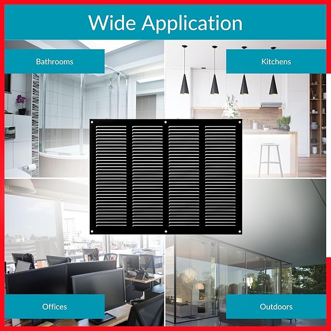 14x8 Vent Cover (duct opening) - Black HVAC Return Air Grille for Wall and Ceiling - Metal AC Vent Cover with Mesh - Rectangular Ventilation Register - External Dimensions: 15.75" W x 11.81" H - Image 5