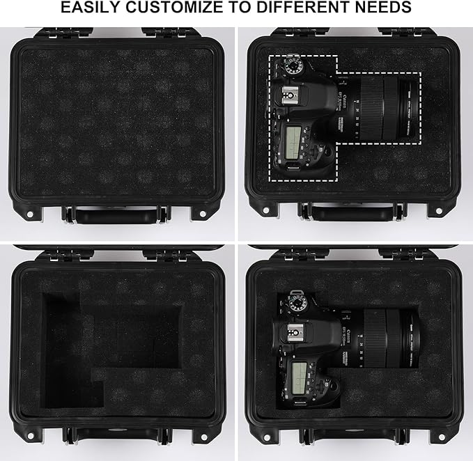 Mayouko Portable Tool Box with Shock- Proof Sponge, Water Proof Grade IP67, Waterproof Hard Case with Foam Insert, Weather Proof Box, 9.3"Lx 8"Wx 4.4"H - Image 3