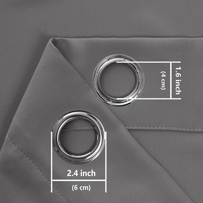 Hiasan Blackout Curtains for Bedroom - Thermal Insulated & Light Blocking Window Curtains for Living Room, 2 Drape Panels Sewn with Tiebacks, Light Grey, 38 x 54 Inch - Image 7