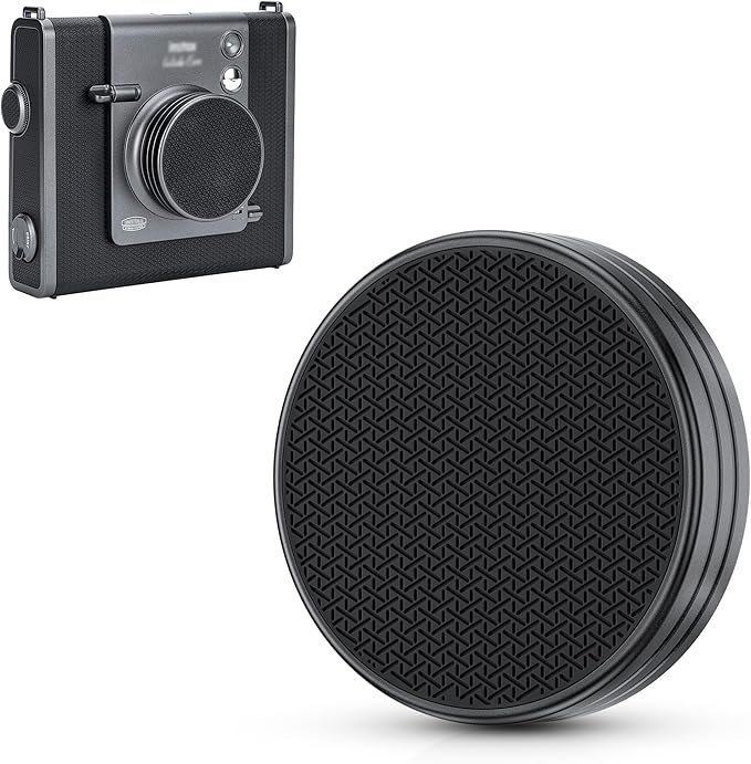 Silicone-Textured Lens Cap for Fujifilm Insta Wide Evo, Aluminum Anti-Dust Anti-Scratches Lightweight Camera Lens Cover with Soft EVA Interior, Accessories for Fuji Wide Evo Lens Protection Cover by JJC