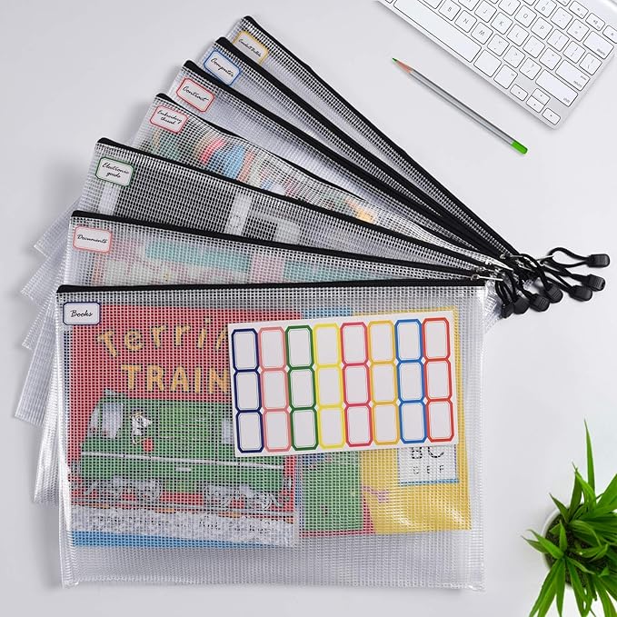 Mesh Zipper Pouch, 6PCS Waterproof Plastic Mesh ZipperBag, A4 Size Tear-Resistant Document Pouch, Extra Large Zip File Bags, for School Office Supplies Home Travel Storage(13.5×9.5 Inch) - Image 3