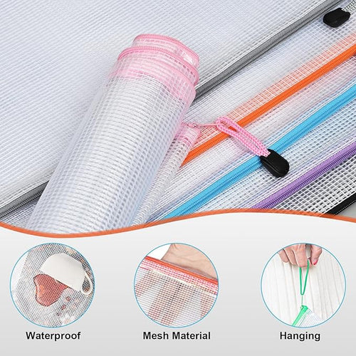 12 Pack A3 Mesh Zipper Pouch Bags, Waterproof Zipper Pouches for Puzzle Storage, Board Game Storage, Travel, Office and Home Organize - Image 2