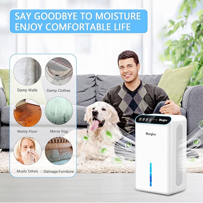 Dehumidifiers, Dehumidifier for Home (85 OZ, 800 sq.ft) Quiet Small Dehumidifier for Bedroom Bathroom Basement with Drain Hose, 3 Gear Timer, Sleep Mode, Auto Shut Off, 7 Color Ambient Light - Image 7