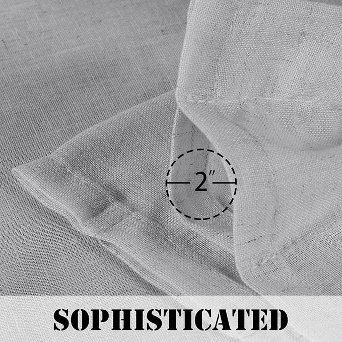 H.VERSAILTEX Dove Curtains 96 Inches Long for Living Room 2 Panels Rod Pocket Airy Flowy Lightweight Semi Sheer Linen Curtains for Boys Bedroom Dining Country Chic Decoration 52x96 Inch Length 8 FT - Image 5