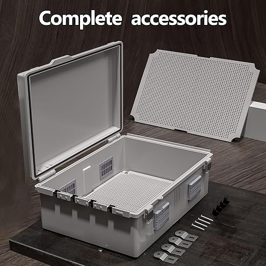 Electrical Junction Box, Ventilated Design, Cable Grommets, Indoor/Outdoor Use with Mounting Panel & Hinged Cover. Waterproof IP 65. (Grey Cover, 19.7"x15.7"x7.9") - Image 5
