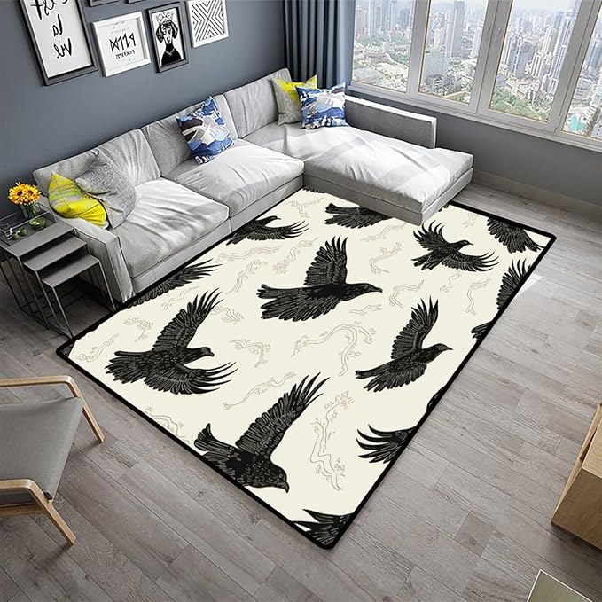 Area Rug, Soaring Eagle Pattern Printing Reversible Area Rugs Fade Resistant, Flame Resistant, Quick Dry, Stain Resistant, Waterproo Floor Carpet for Living Room Bedroom, 18 x 30 Inch - Image 2