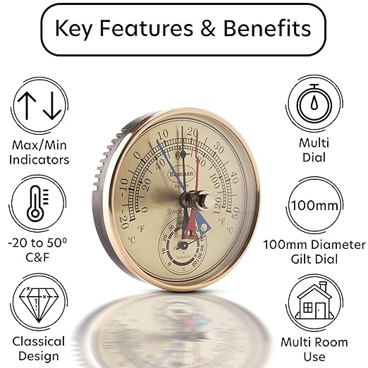 Brannan Max Min Thermometer and Hygrometer - Ideal Greenhouse Thermometer and Humidity Meter to Monitor Maximum and Minimum Temperatures and Humidity Easily Wall Mounted - Image 3