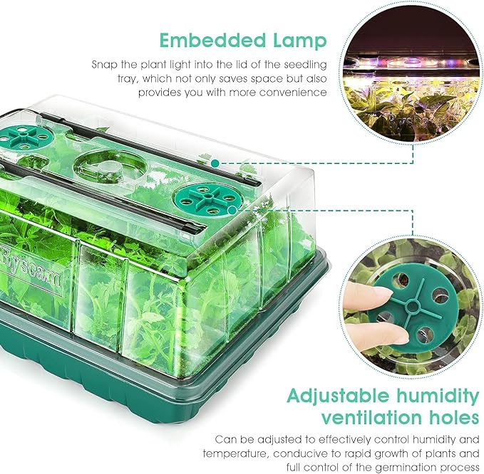 Seed Starter Tray with Grow Light, 192-Cell Seed Starter Kit, Seedling Starter Trays with Humidity Domes, Automatic Timer, Adjustable Light Indoor Gardening Plant Germination Trays - Image 4