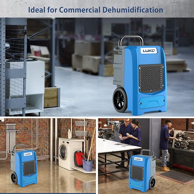 LUKO 190 Pints Commercial Dehumidifier with Pump & Drain, 8000 Sq Ft Large Space,8000 Sq Ft Large Space, Large Capacity Industrial Dehumidifier for Basement - Image 6