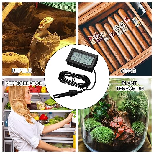 Weewooday Mini Digital Temperature Humidity Meters Gauge with Probe Gauge LCD Fahrenheit Display Thermometer Hygrometer for Incubator Reptile Plant Greenhouse Chicken Coop Garden(Black, 24 Pieces) - Image 6