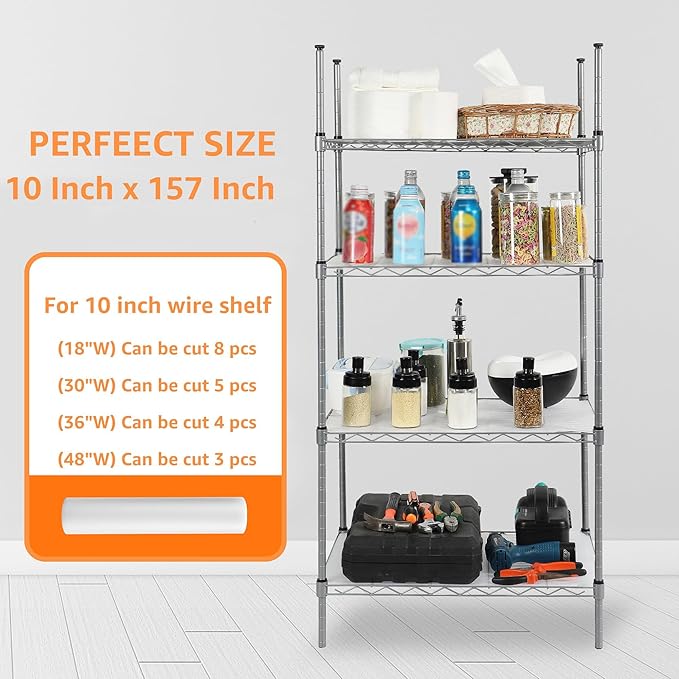 Pantry Shelf Liners for Wire Shelving - 1.2 MM Thick Easy to Cut Metal Liner - Clear Waterproof Plastic Drawer Liner - 10 Inch x 13 FT Translucent Kitchen Cabinet Mat for Shoe Rack - Image 8