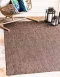 Unique Loom Collection Casual Transitional Solid Heathered Indoor/Outdoor Flatweave Area Rug (9' x 12' Rectangle, Light Brown/Ivory) by UniqueLoom