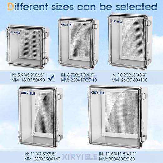 Waterproof Outdoor Project ABS Plastic Junction Box IP67 Weatherproof Dustproof Enclosure with Hinged Cover, Mounting Plate,Wall Brackets for Power Project (Clear,8.7"X6.7"X4.5") - Image 4