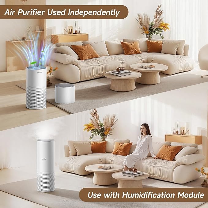 Afloia Humidifier and Air Purifier in One, Air Purifier and Evaporative Humidifier Combo for Home, 24dB Quiet Air Cleaner Remove Pets Dust Dander Hair Allergy Pollen Smoke Smell for Room - Image 5