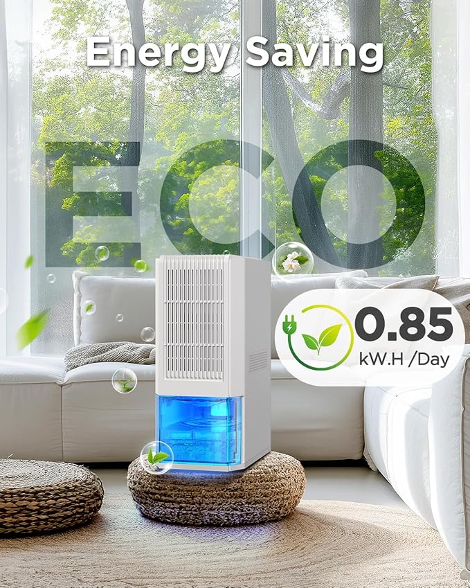 Max 45 oz/Day Dehumidifier for Home 1100 Sq Ft, EasyAcc Dehumidifiers for Bedroom Basement Bathroom,Quiet Dehumidifier for RV Low-Temp Dehumidification Tech/Auto Shut Off/68OZ Tank/85W/7 LED - Image 7