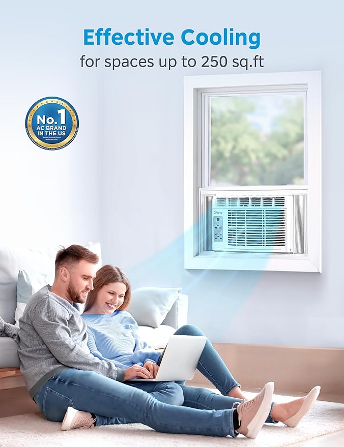 Midea 6,000 BTU Window Air Conditioner, 3-in-1 Cool/Fan/Dehumidifier Window AC Unit, Easycool Air Conditioner with Remote Control, Cools up to 250 Sq. Ft., Fits bedroom, study, office (2024 Upgrade) - Image 3