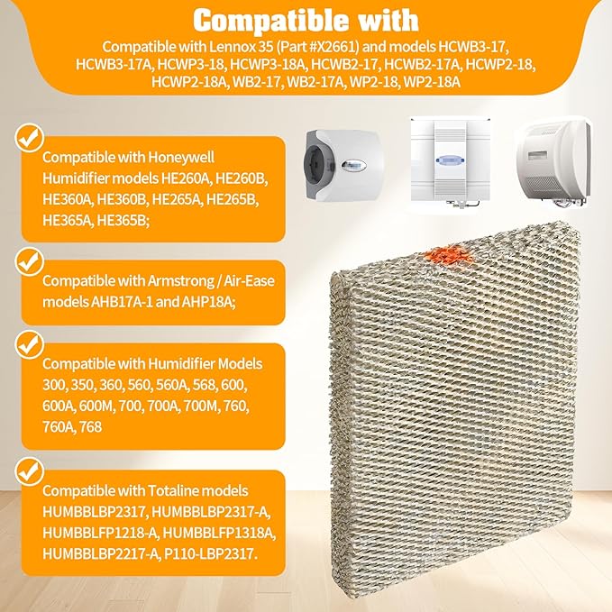 DerBlue 2PACK 35 Water Panel Humidifier Replacement Filter Compatible with AprilAire Humidifier 300, 350, 360, 560, 560A, 568, 600, 600A, 600M, 700, 700A, 700M, 760, 760A, 768 & X2661 Humidifier pad - Image 2