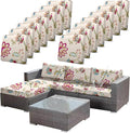 14pcs Single Seat Floral Print Outdoor Couch Cover,Waterproof Elastic Removable Half-Wrapped Sofa Seat Cushion, Suitable for Patio, Terrace, Garden Sofa Cushion by CALBODE