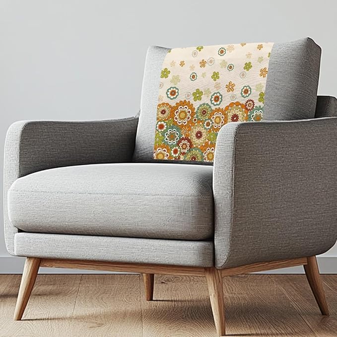 Headrest Cover for Sofa Washable Fabric Headrest Dust Covers for Couch Anti-Oil Furniture Slipcover Non-Slip Office Home Chairs Slipcover Gifts for House Decor, Hippie Floral by Unknown