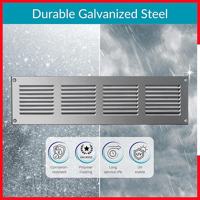 14x2 Vent Cover (Duct Opening) - HVAC Return Air Grille for Wall and Ceiling - Stainless Steel AC Vent Cover with Mesh - Rectangular Ventilation Register - Overall Size: 15.75" W x 3.94" H - Image 3