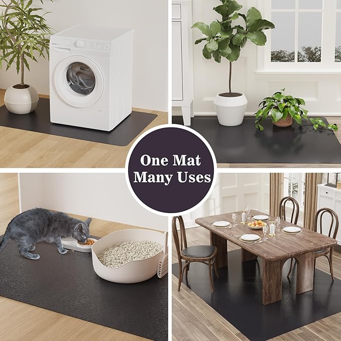 4'×6' Black Floor Protector for Home, Waterproof Stain-Resistant Vinyl Area Rug for Art Studio, Plastic Easy Cleaning Area Mat for Dining Room, Kitchen, Under High Chair - Image 7