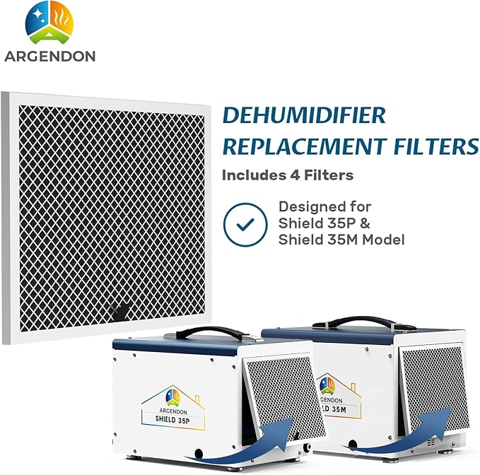 Argendon Filter Replacement, MERV-1 Filter Replacement Set for Crawl Space & Basement Dehumidifier Shield 35P & Shield 35M(4 Pack) - Image 2
