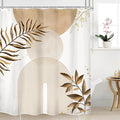 Beige Boho Shower Curtain 60Wx72H Bohemian Abstract Modern Mid Century Leaves Minimalist Contemporary Plant Cream Bathroom Decor Arch Simple Neutral Bath Curtain Fabric Polyester 12 Pack Hooks by MitpokBrand