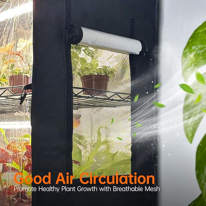Bstrip Indoor Greenhouse with Grow Light, Plant Stand with 4 Pack 24W Full Spectrum Plant Lights, Plant Shelf with Tent for Indoor Plant, Seed Starting, Seed Tray, 29.5"x13.8"x59" - Image 7