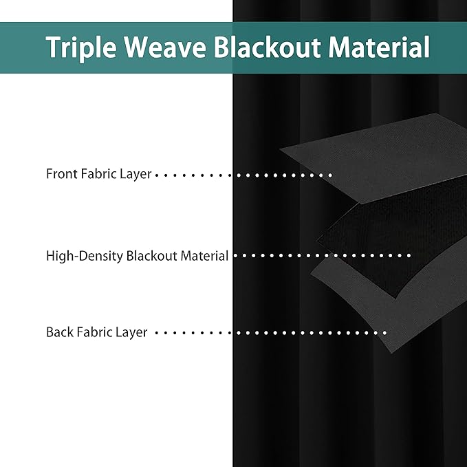 BONZER Extra Wide Room Divider Curtain Total Privacy Wall Noise Reducing Blackout Curtains for Patio Sliding Glass Door, 96L x 120W Inch (8L x 10W ft), 1 Panel, Black - Image 2