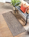 Unique Loom Outdoor Solid Collection Area Rug (2' x 7' 1" Runner Light Brown/Ivory) by UniqueLoom