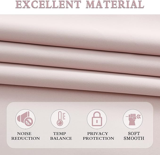 DONREN Pastel Pink Room Darkening Curtains - 90 Inch Length Light Blocking Thermal Insulated Energy Saving Curtain Panels for Livingroom,Light Pink,W 52 x L 90 Inch, 2 Panels - Image 4