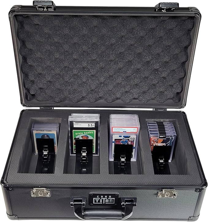 Vault Trading Card Storage Box - Lockable Sports Cards Hard Case with Spring-Loaded Pushers for Top Loaders & Graded Cards - 4 Row by CardTitan