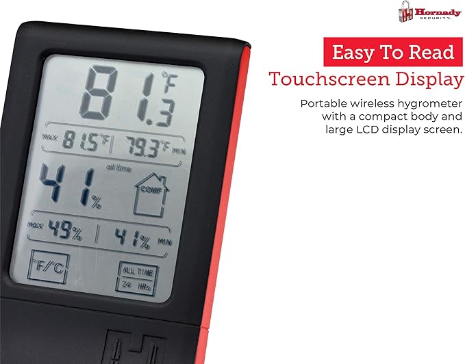 Hornady Digital Hygrometer, 95909 - Indoor Temperature and Humidity Monitor with Touchscreen LCD Display - Ideal Room Thermometer Hygrometer for Gun Safes & Cabinets, Closets, Workbench & More - Image 9