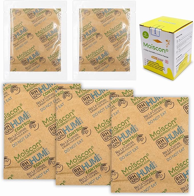 15 Pack 62% Two-Way Humidity Control Packs, 8 Gram for Storing 1 oz, Size 8 Moisture Control Packets Individually Wrapped by Wisesorb