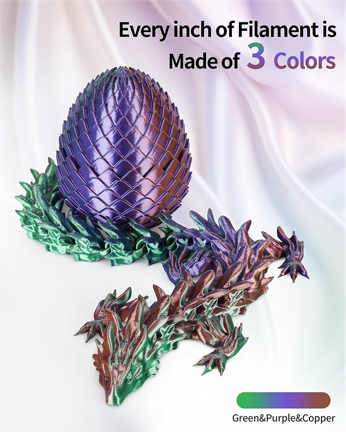 LANDU Silk Tri-Color PLA Filament 1.75mm 1Kg,Triple Color Silk PLA Filament, Silk Rainbow PLA Filament,Neatly Wound 3D Printer Filament,3 in 1 Multi Color Filament +/-0.02mm, Silk Green Purple Copper - Image 2